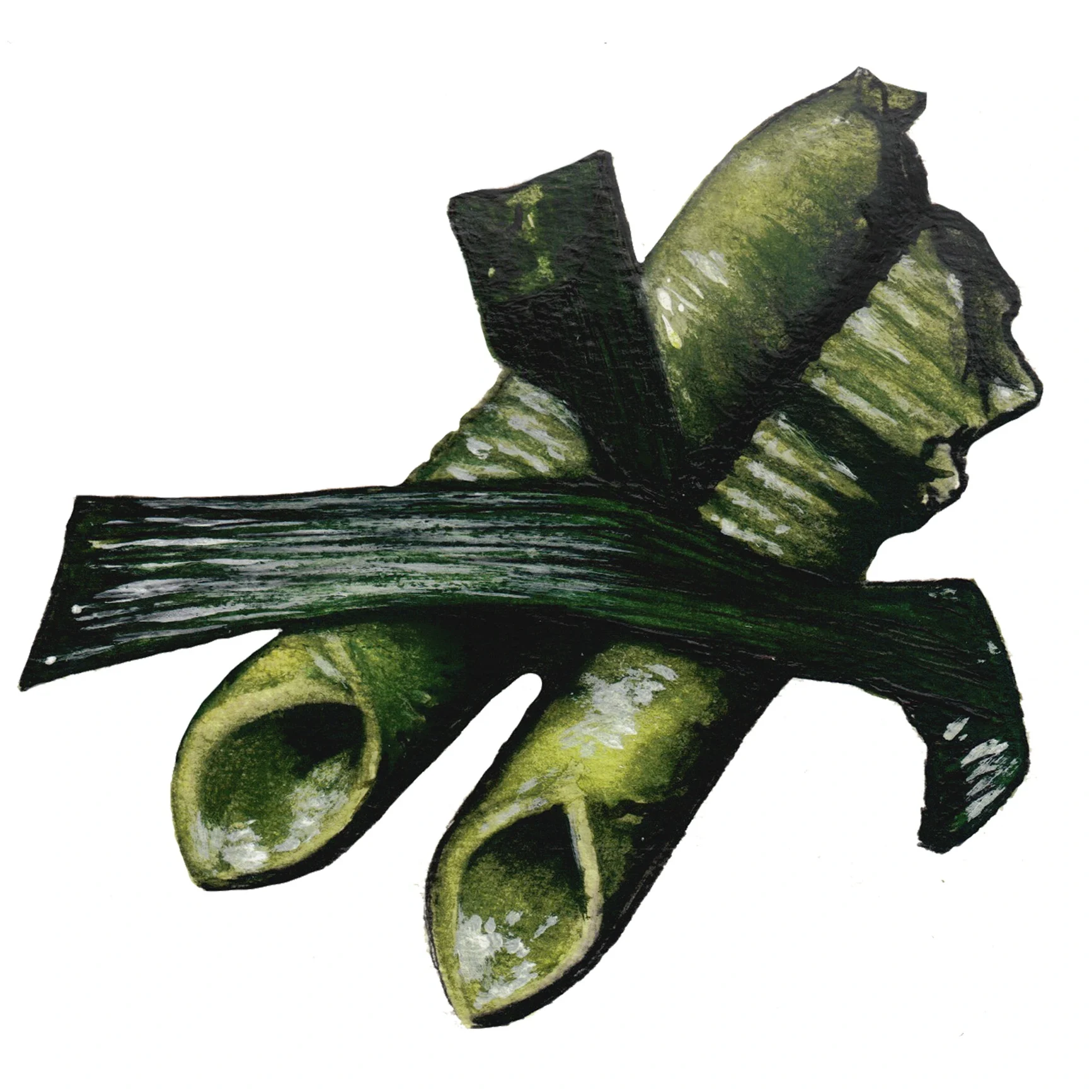 Green Garlic Pesto Pasta Garganelli Painting